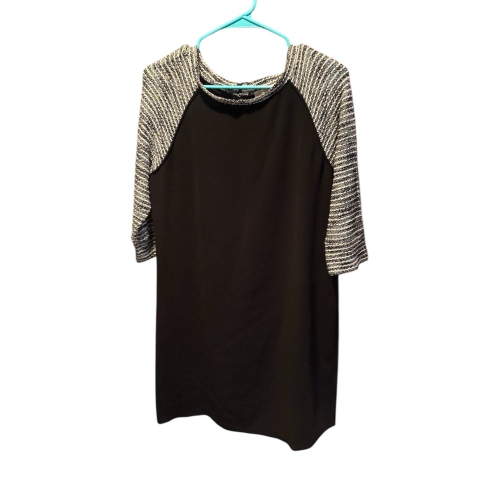 Loft Shift Dress with Black White Boucle Raglan Sleeves Size 8